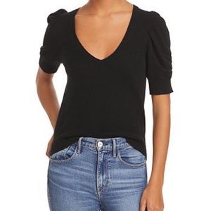 FRAME Frankie  Recycled Cashmere & Wool Puff-Sleeve Sweater EUC!